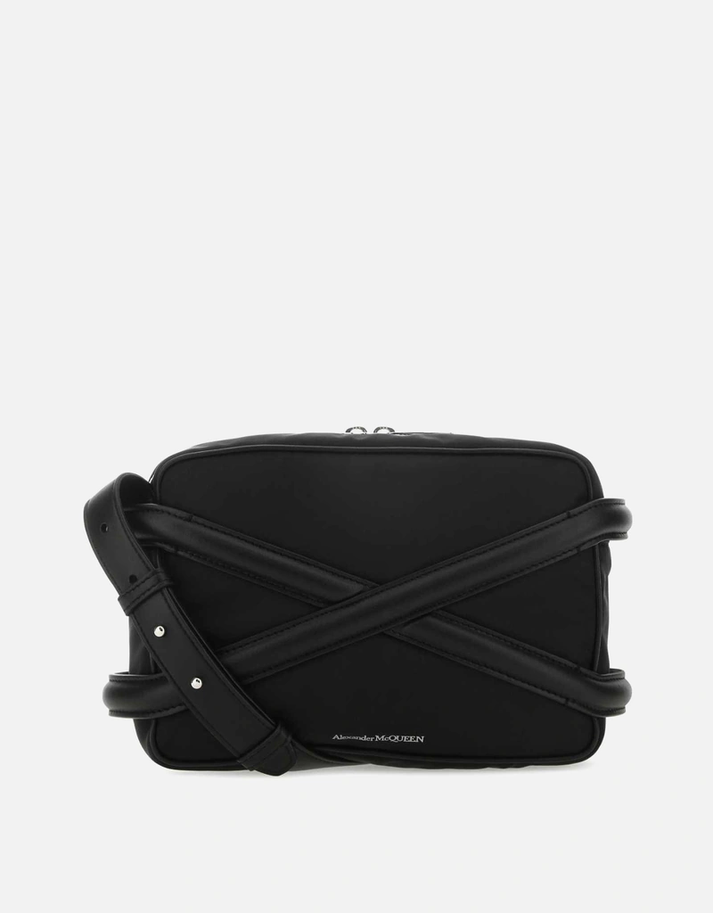 Alexander McQueen メンズブラックナイロンハーネスクロスボディバッグ