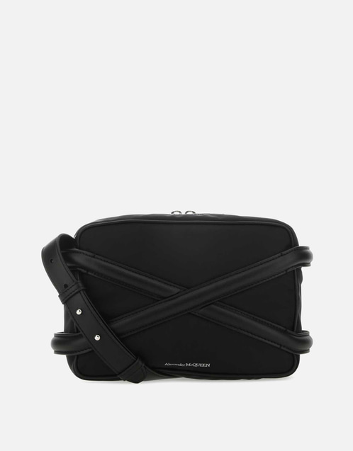 Alexander McQueen メンズブラックナイロンハーネスクロスボディバッグ