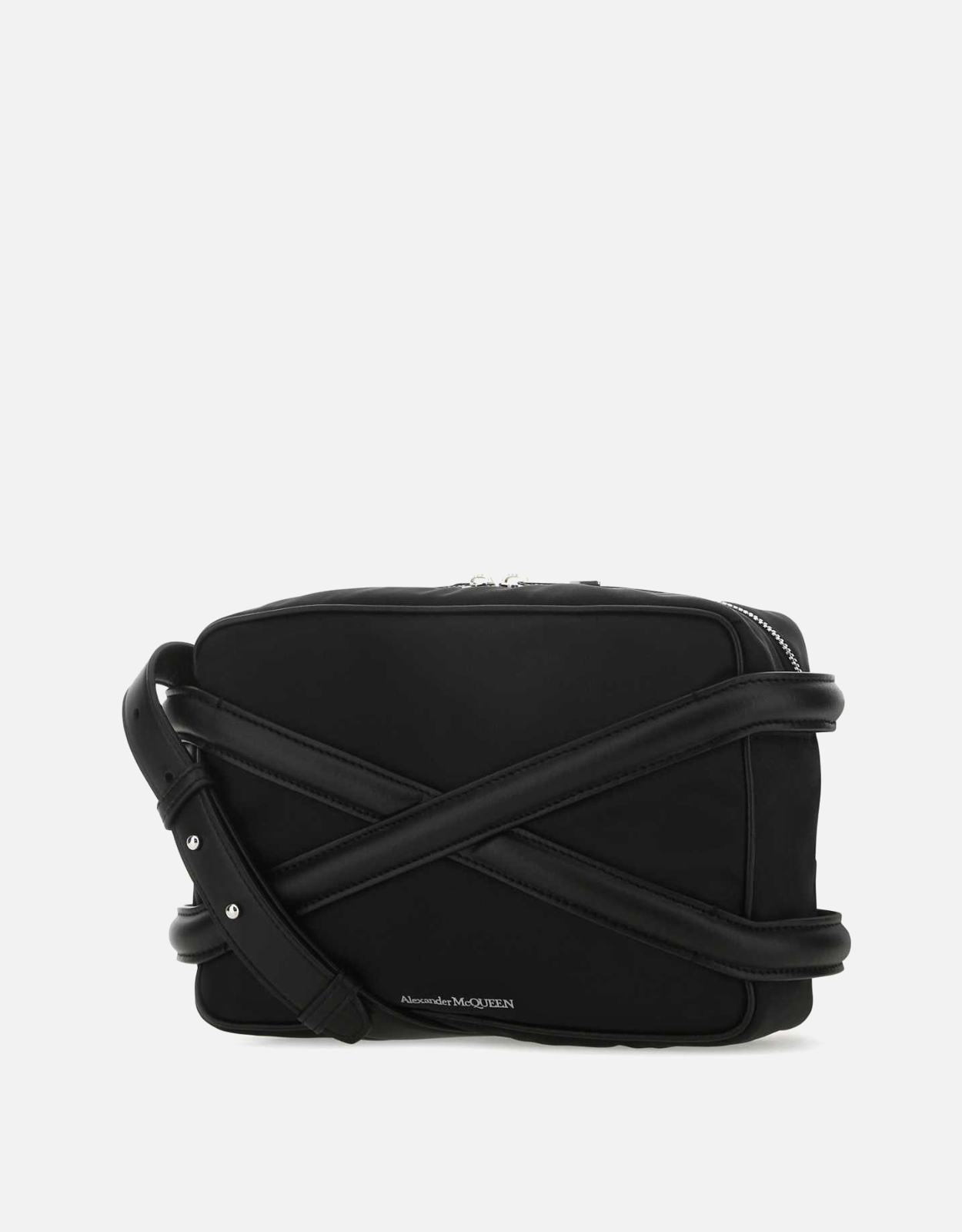 Alexander McQueen メンズブラックナイロンハーネスクロスボディバッグ