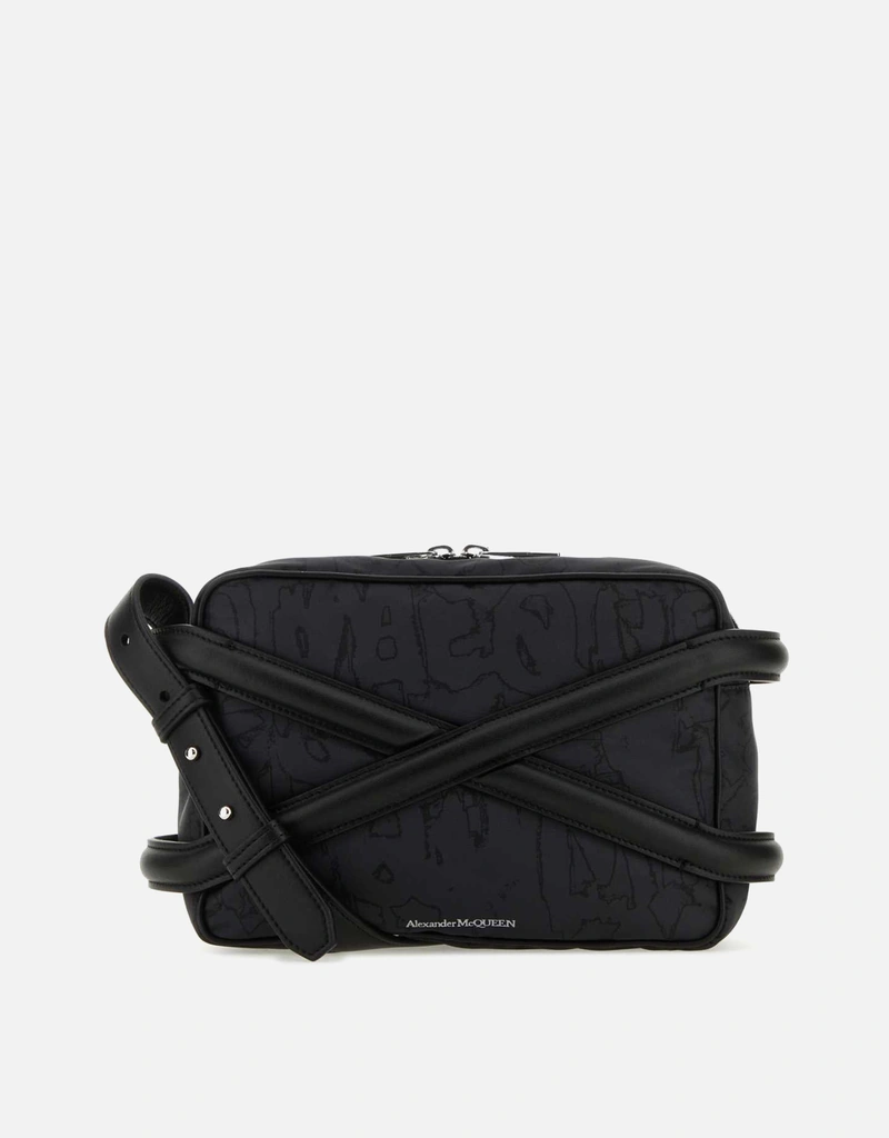 Alexander McQueen メンズブラックナイロンハーネスクロスボディバッグ