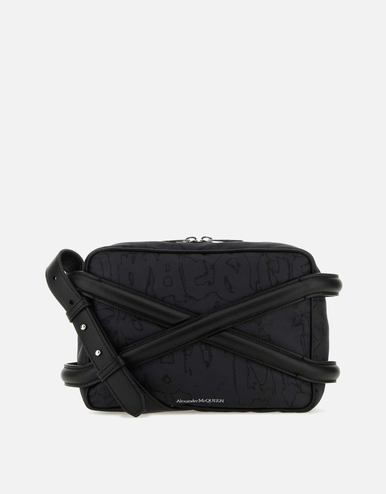 Alexander McQueen メンズブラックナイロンハーネスクロスボディバッグ
