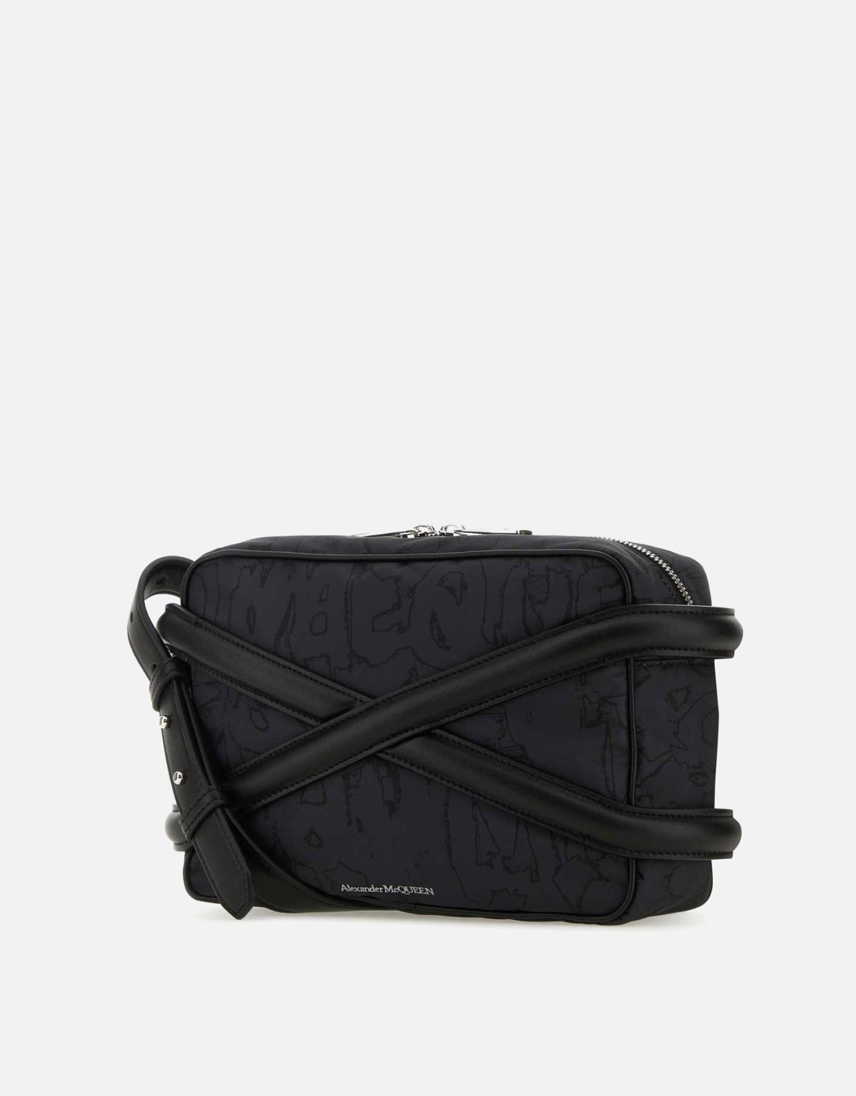 Alexander McQueen メンズブラックナイロンハーネスクロスボディバッグ