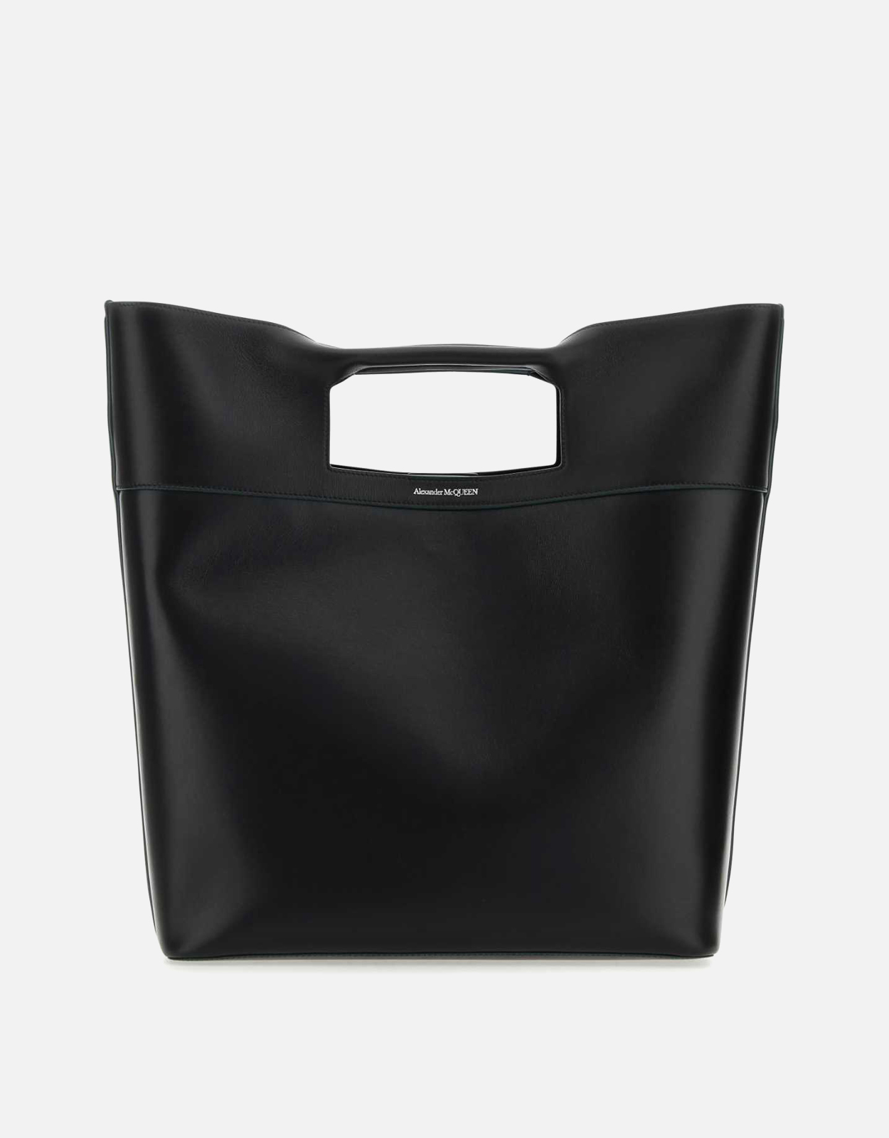 Alexander McQueen メンズブラックレザースクエアボウショッピング