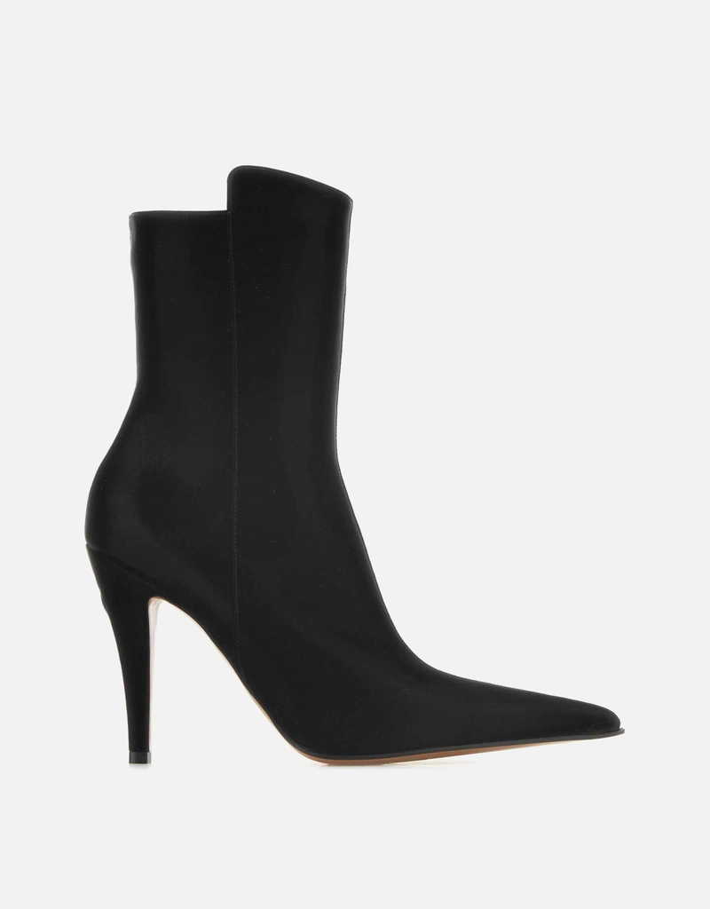 美品訳あり　Alexander McQueen ブロックヒール アンクル ブーツ Alexander McQueen ブラックファブリックバーディーアンクルブーツ