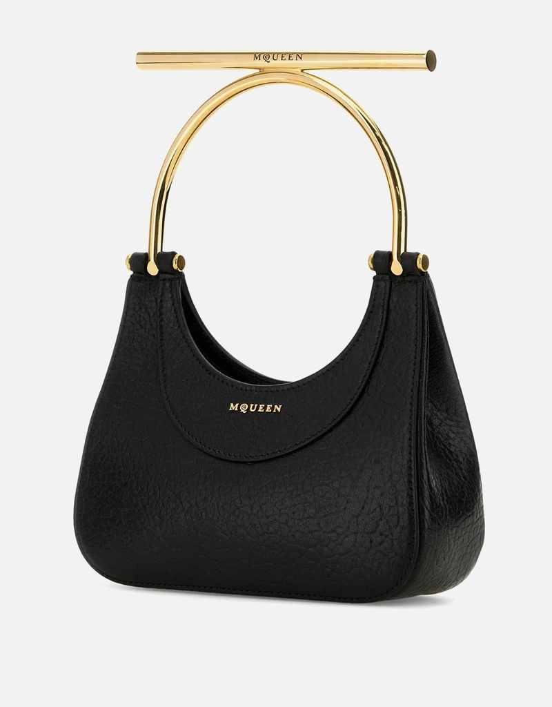 Alexander McQueen ブラックレザーミニクロスバーハンドバッグ