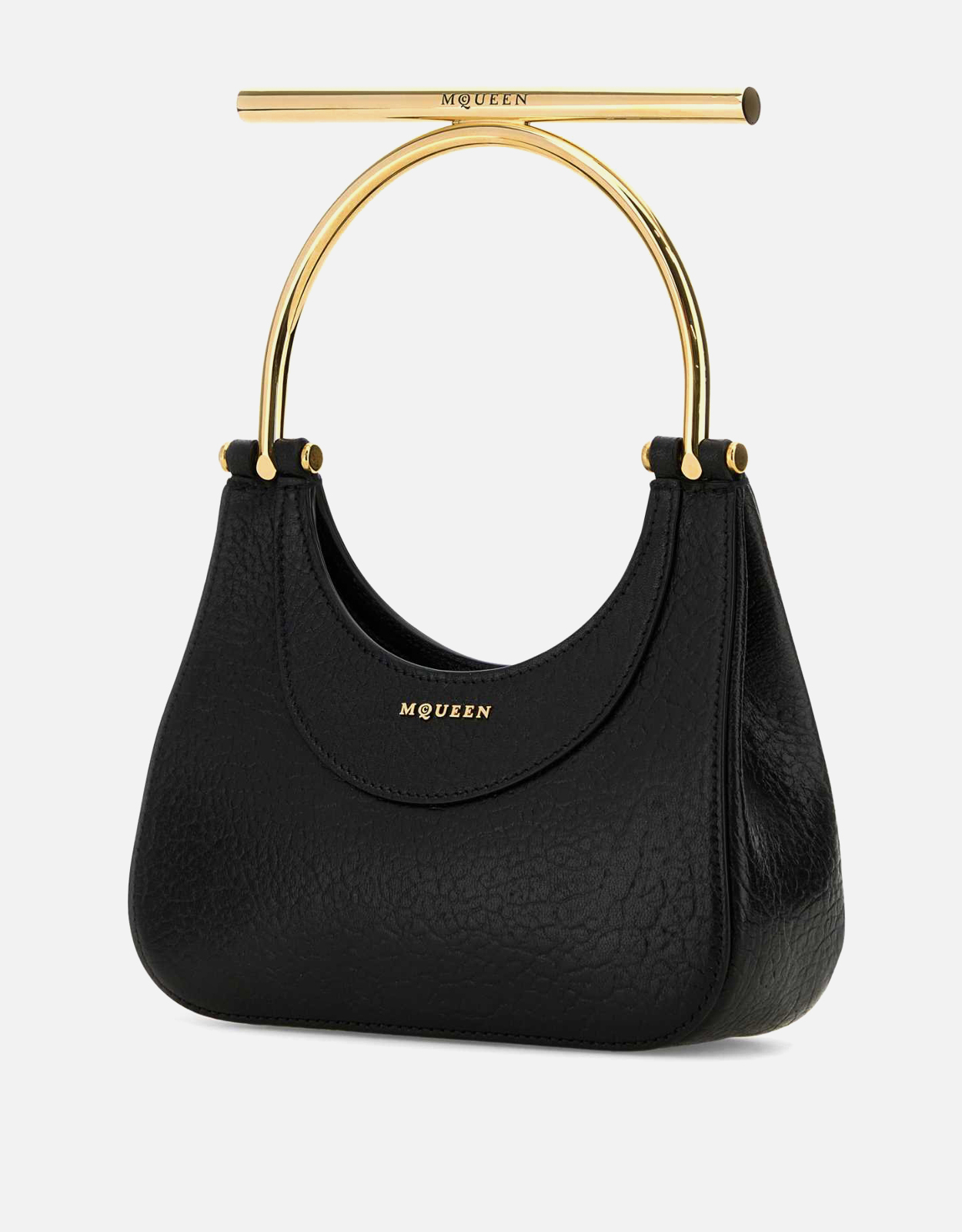 Alexander McQueen ブラックレザーミニクロスバーハンドバッグ