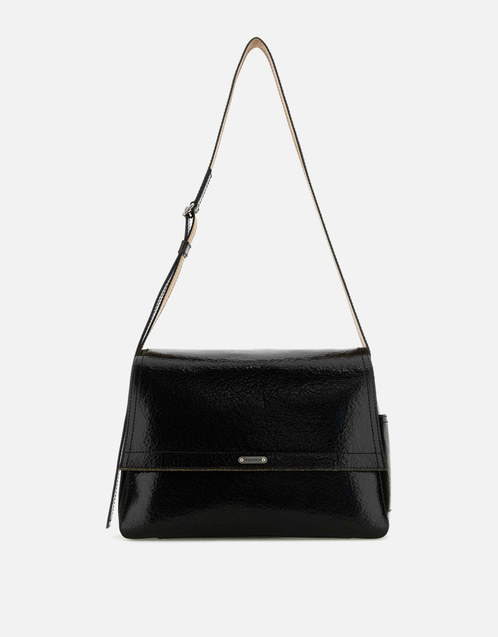 Alexander McQueen メンズブラックレザースラウチクロスボディバッグ