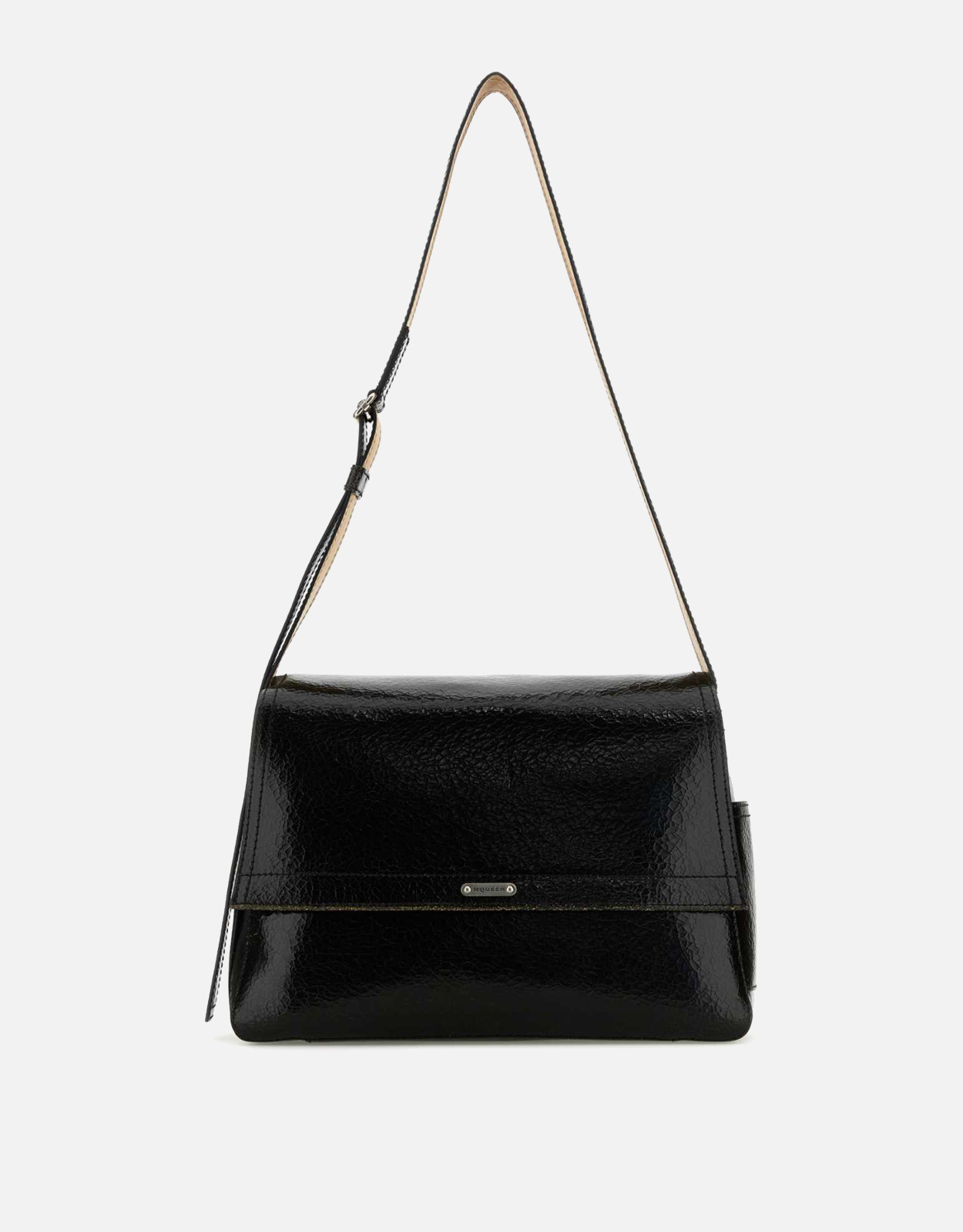 Alexander McQueen メンズブラックレザースラウチクロスボディバッグ