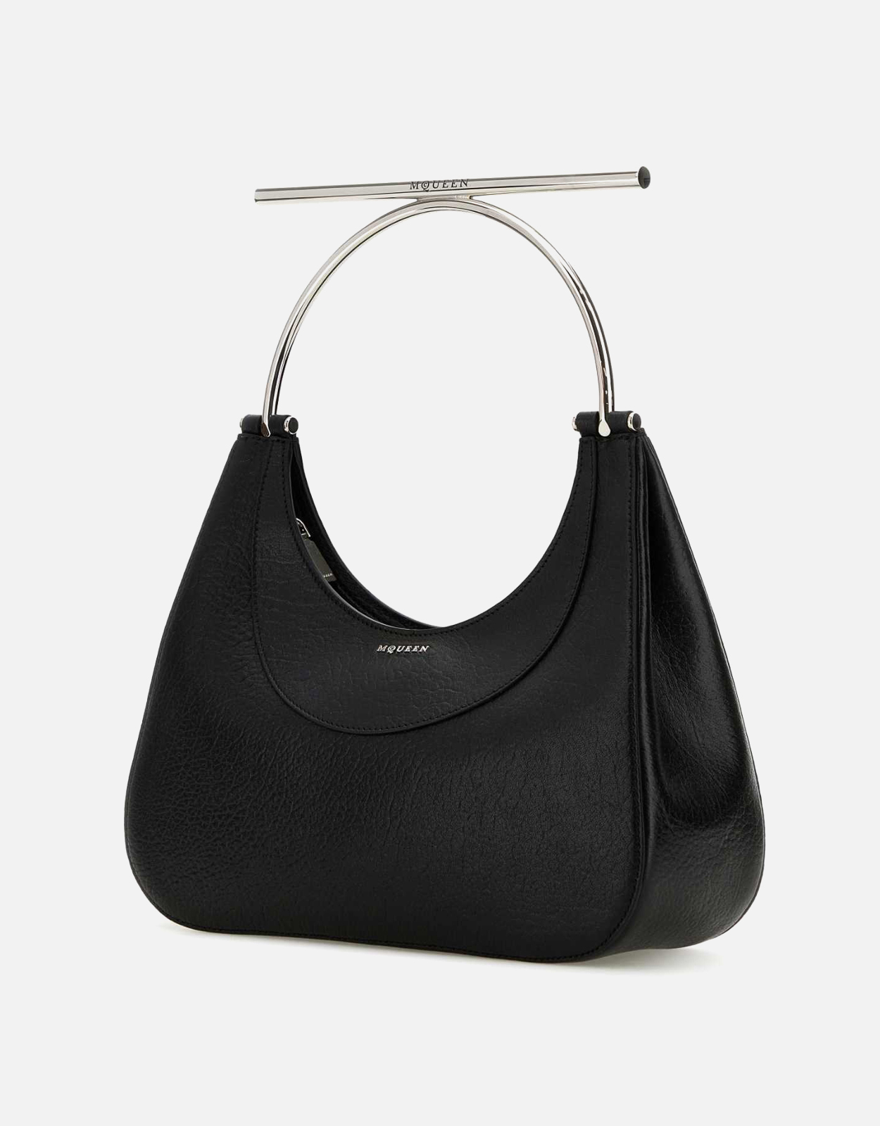 Alexander McQueen ブラックレザークロスバーハンドバッグ () IFCHIC.COM