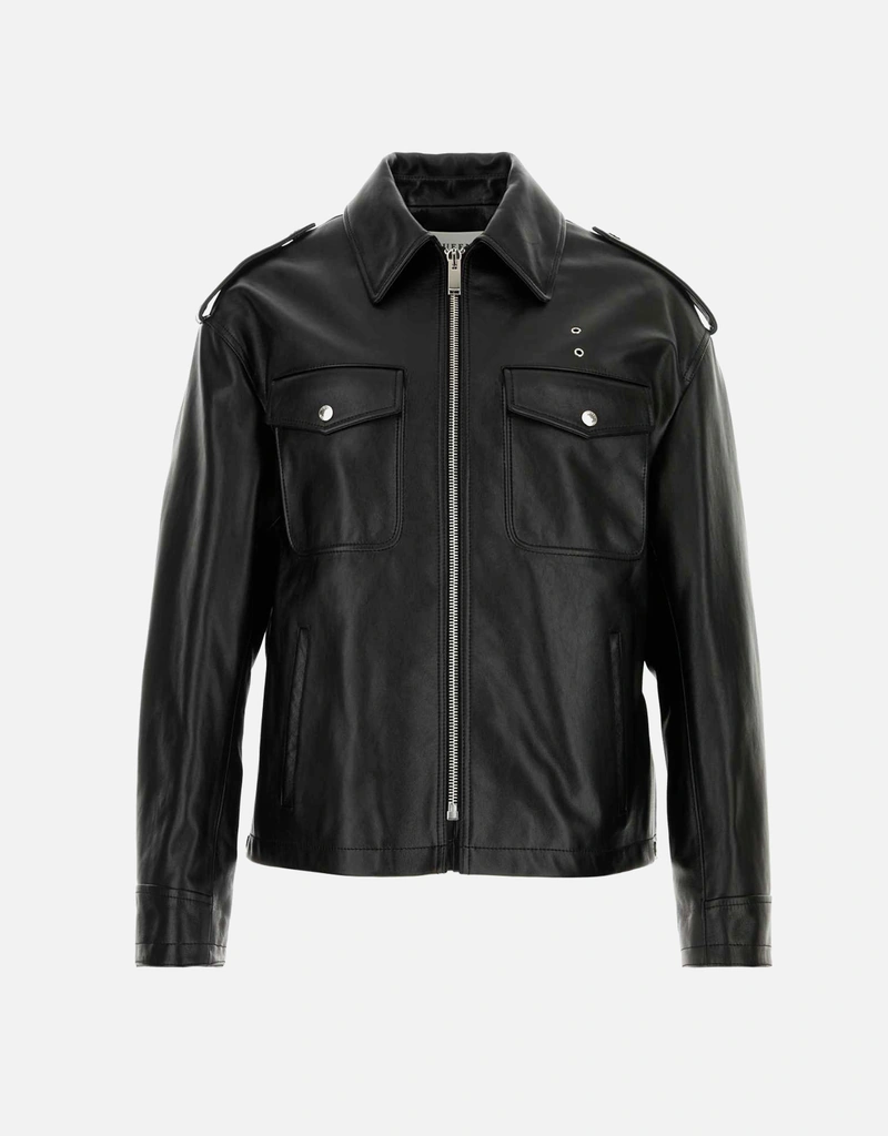 Alexander McQueen メンズブラックレザージャケット () IFCHIC.COM