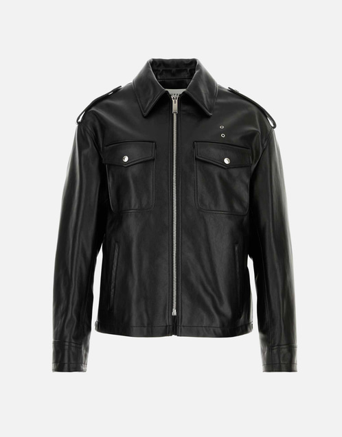 Alexander McQueen メンズブラックレザージャケット () IFCHIC.COM