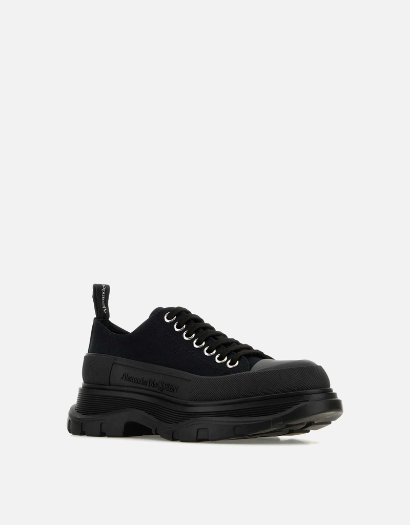 Alexander McQueen ブラックキャンバストレッドスリックスニーカー