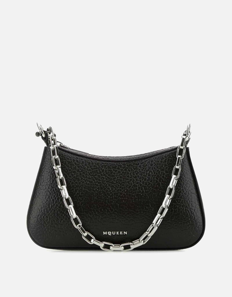 Alexander McQueen ブラックレザーミニTバーハンドバッグ () IFCHIC.COM