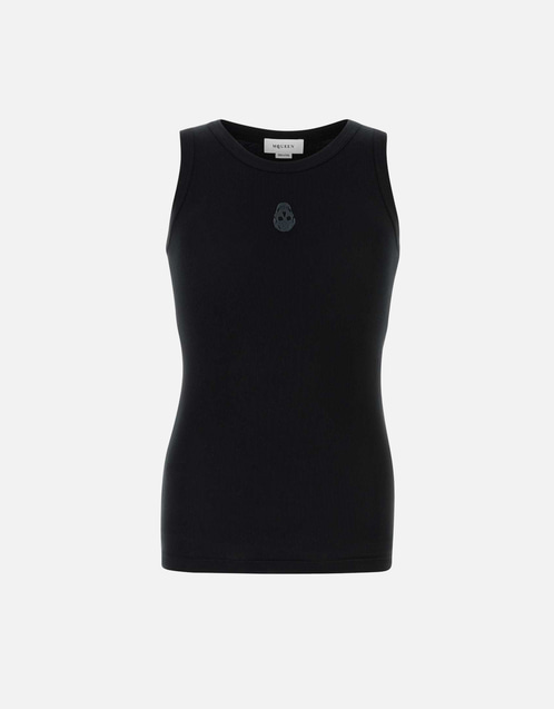 ALEXANDERMCQUEENタンクトップ Alexander McQueen メンズブラックストレッチコットンタンクトップ