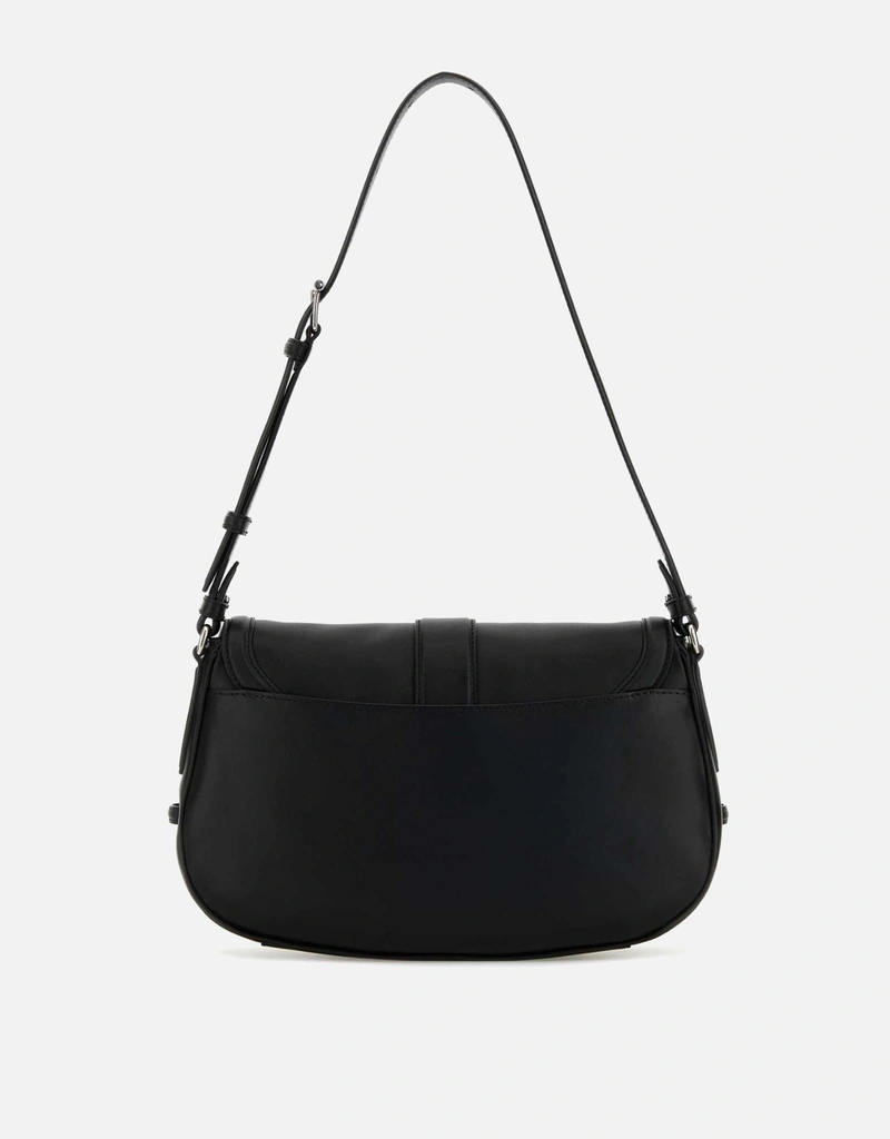 Alexander McQueen Black Leather Large Satchel Crossbody Bag