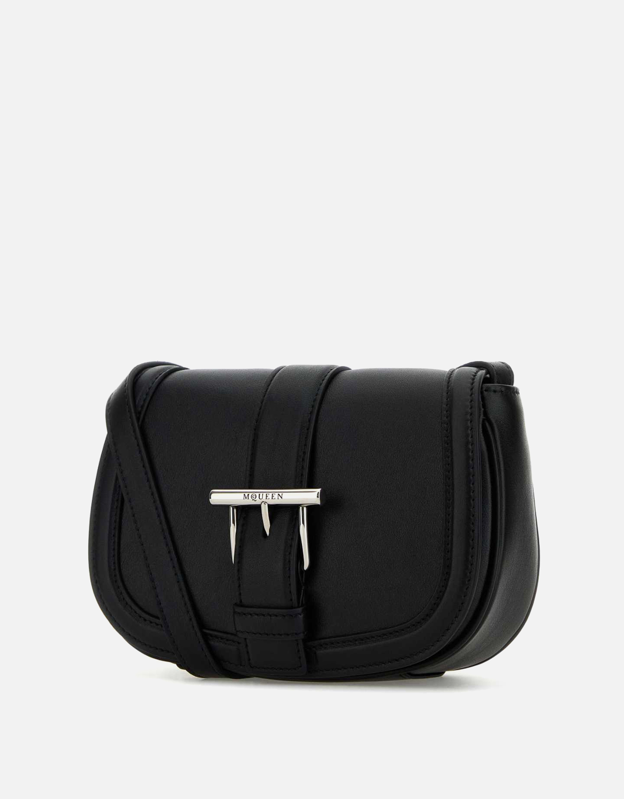 Alexander McQueen ブラックレザーミニサッチェルクロスボディバッグ