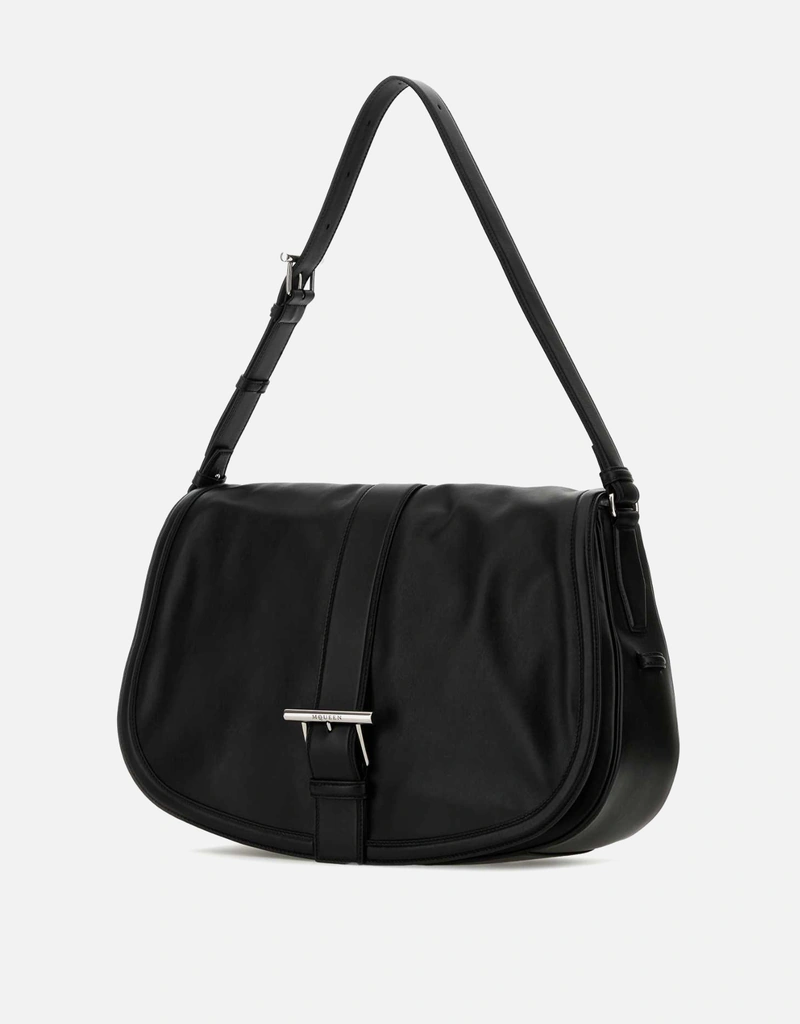 Alexander McQueen Men's Black Leather Maxi Satchel Shoulder Bag