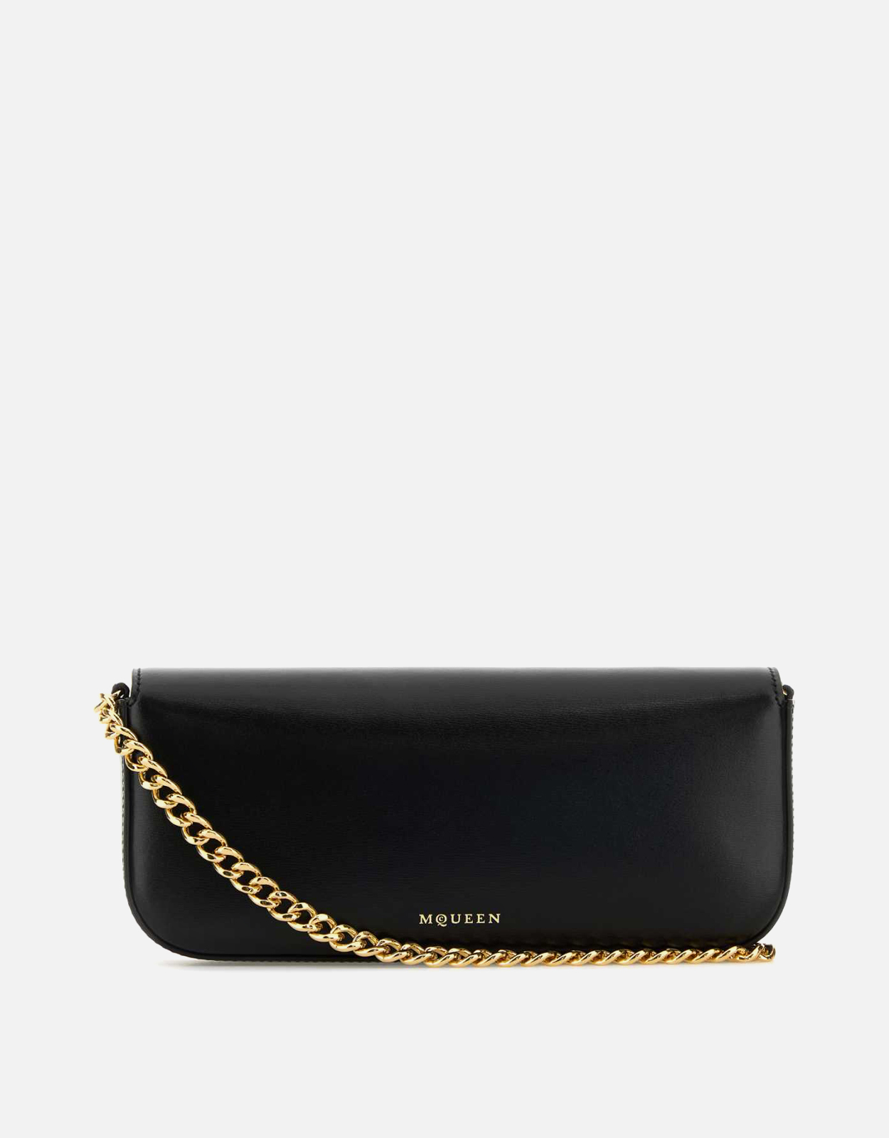 Alexander McQueen ブラックレザー スカルフラワークロスボディバッグ