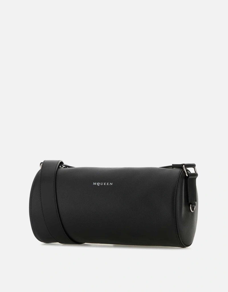 Alexander McQueen メンズブラックレザーマックイーンローラークロス