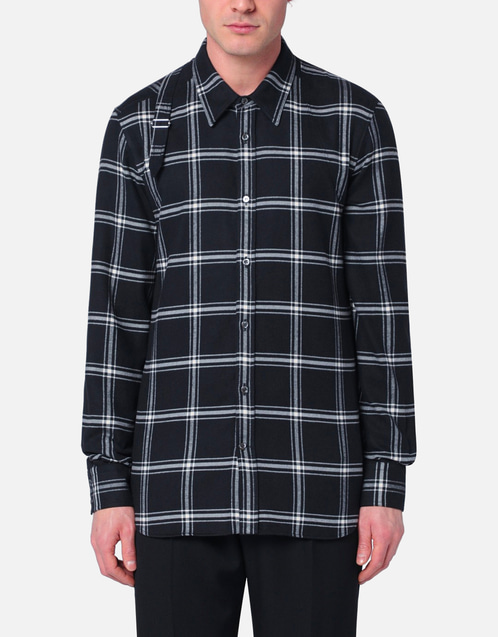 Alexander McQueen メンズ ツインニードル ハーネス コットン チェック