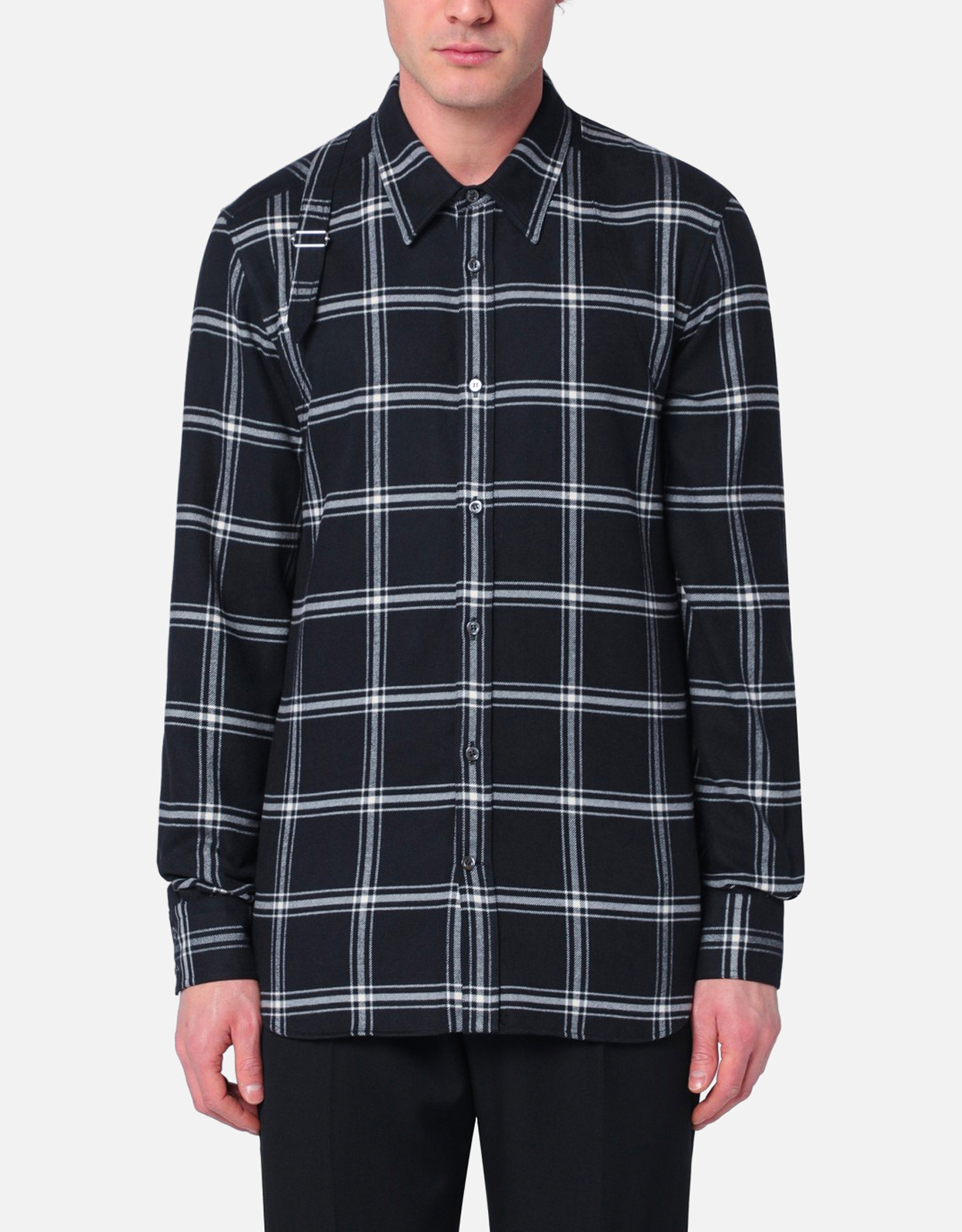 Alexander McQueen メンズ ツインニードル ハーネス コットン チェック
