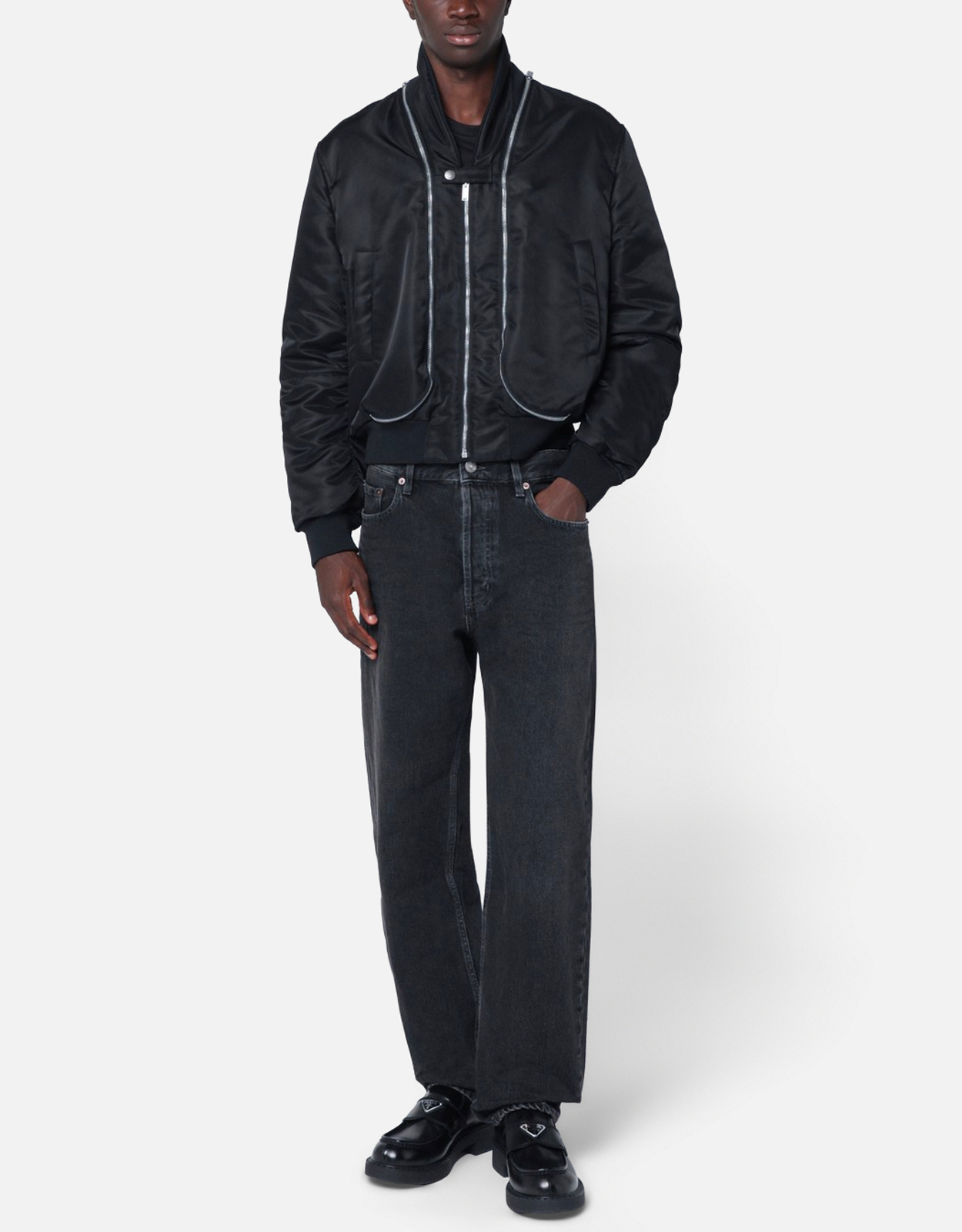 Alexander McQueen メンズジップディテールクロップドナイロンボンバー