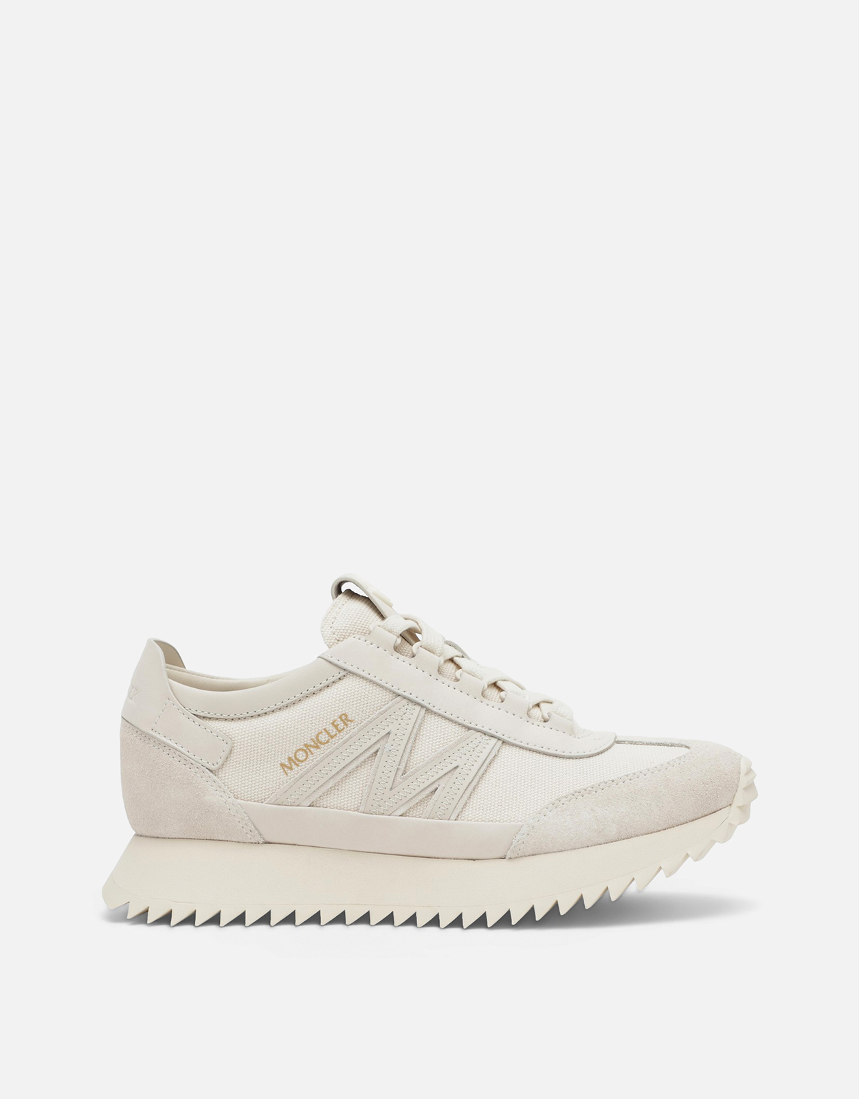 MONCLER Moncler Beige Canvas And Leather Sneakers - IT 39　モンクレール ベージュ キャンバス & レザー スニーカー - IT 39