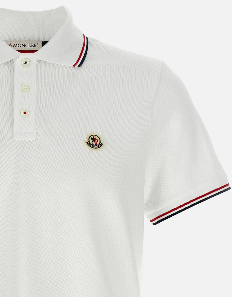 Moncler メンズ トリコロールトリム コットンピケ スリムフィット