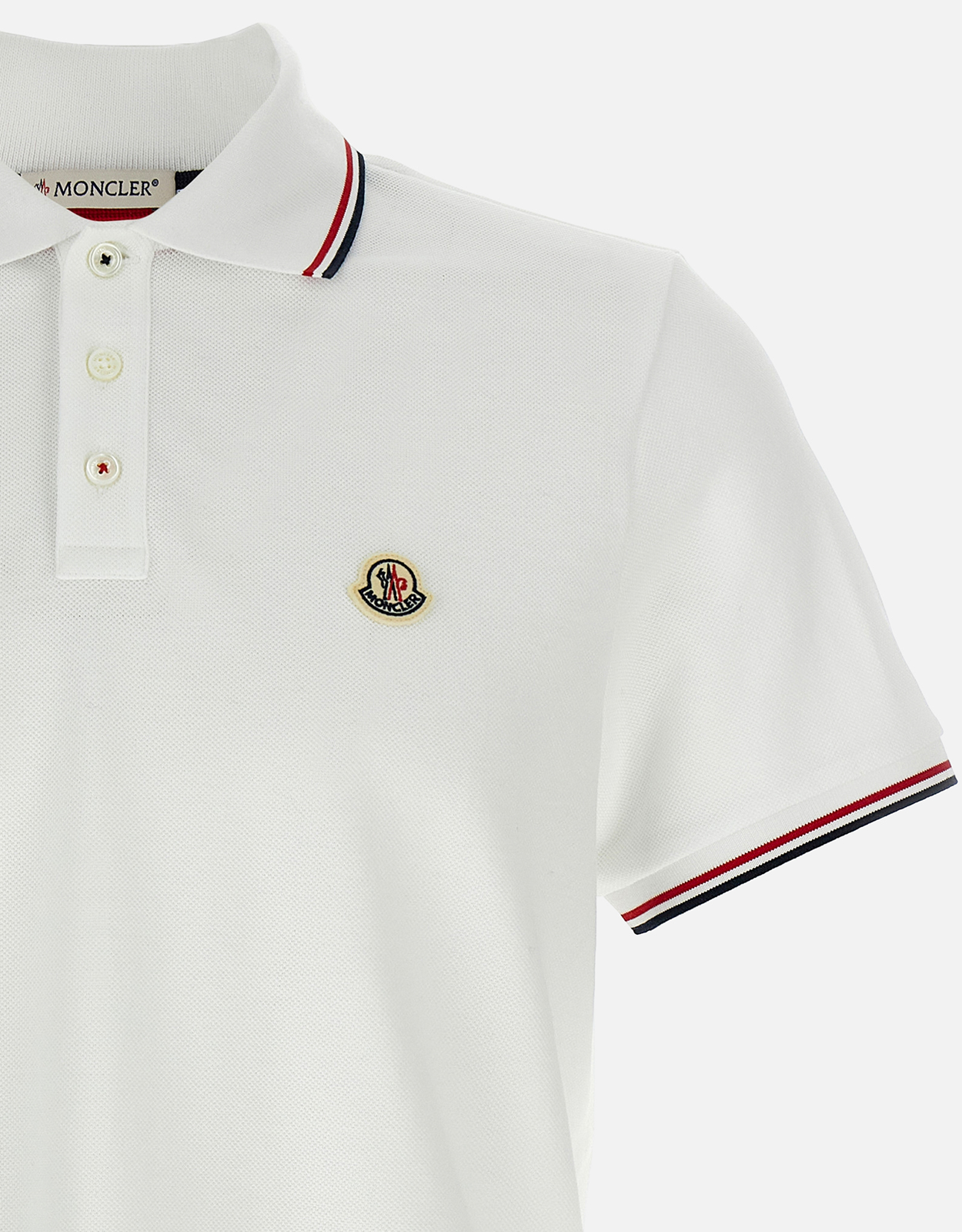 MONCLER スリムフィット ポロシャツ Moncler メンズ トリコロールトリム コットンピケ スリムフィット