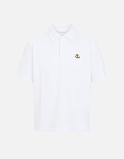 MONCLER スリムフィット ホワイトポロシャツ Moncler メンズ半袖コットンポロシャツ (すべての新品) IFCHIC.COM