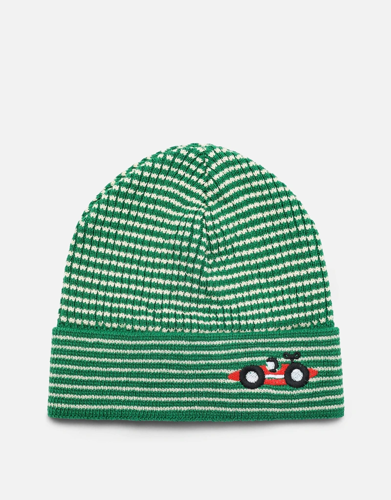 Bobo Choses キッズ グリーンホワイトストライプ レースカー ビーニー