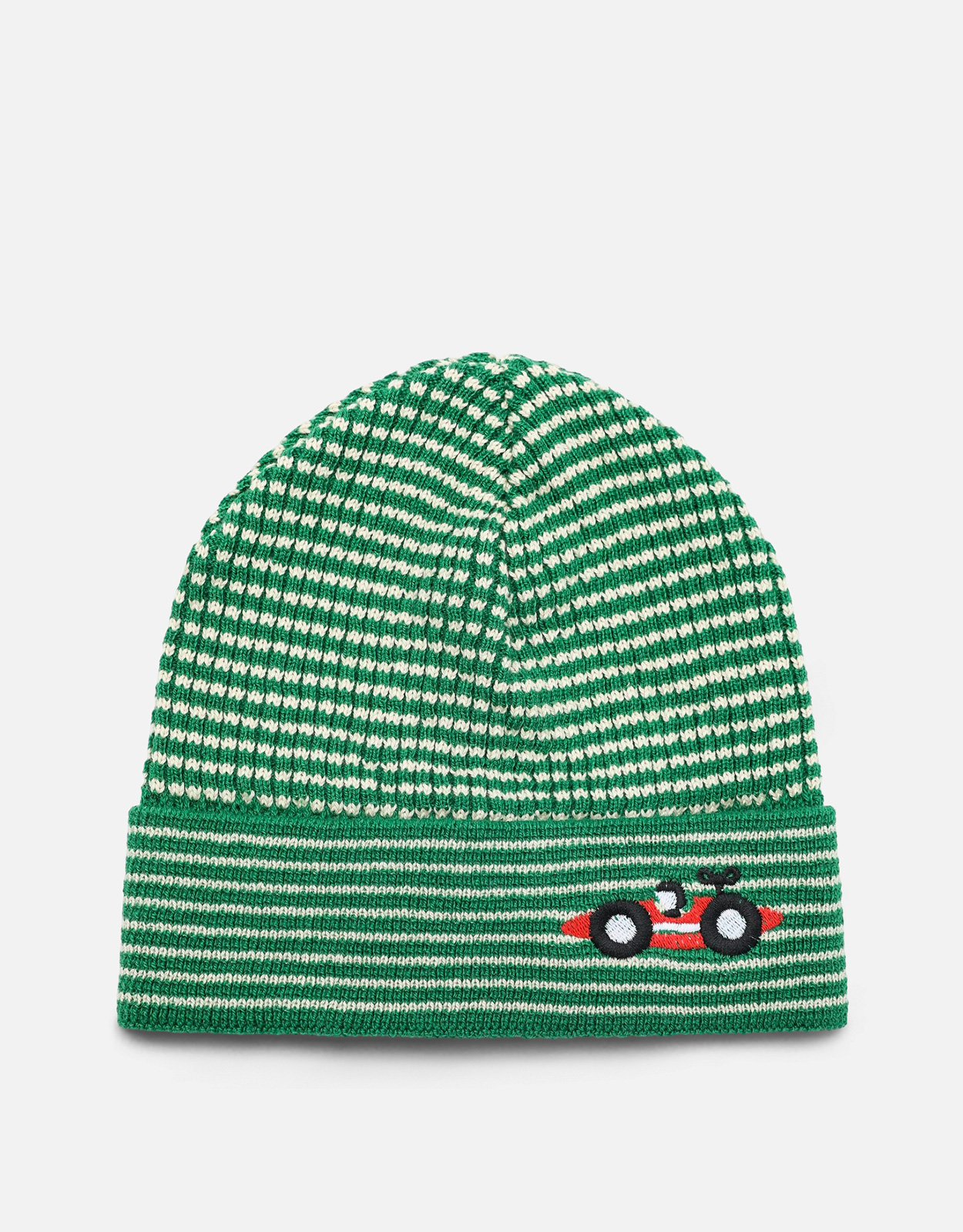Bobo Choses キッズ グリーンホワイトストライプ レースカー ビーニー