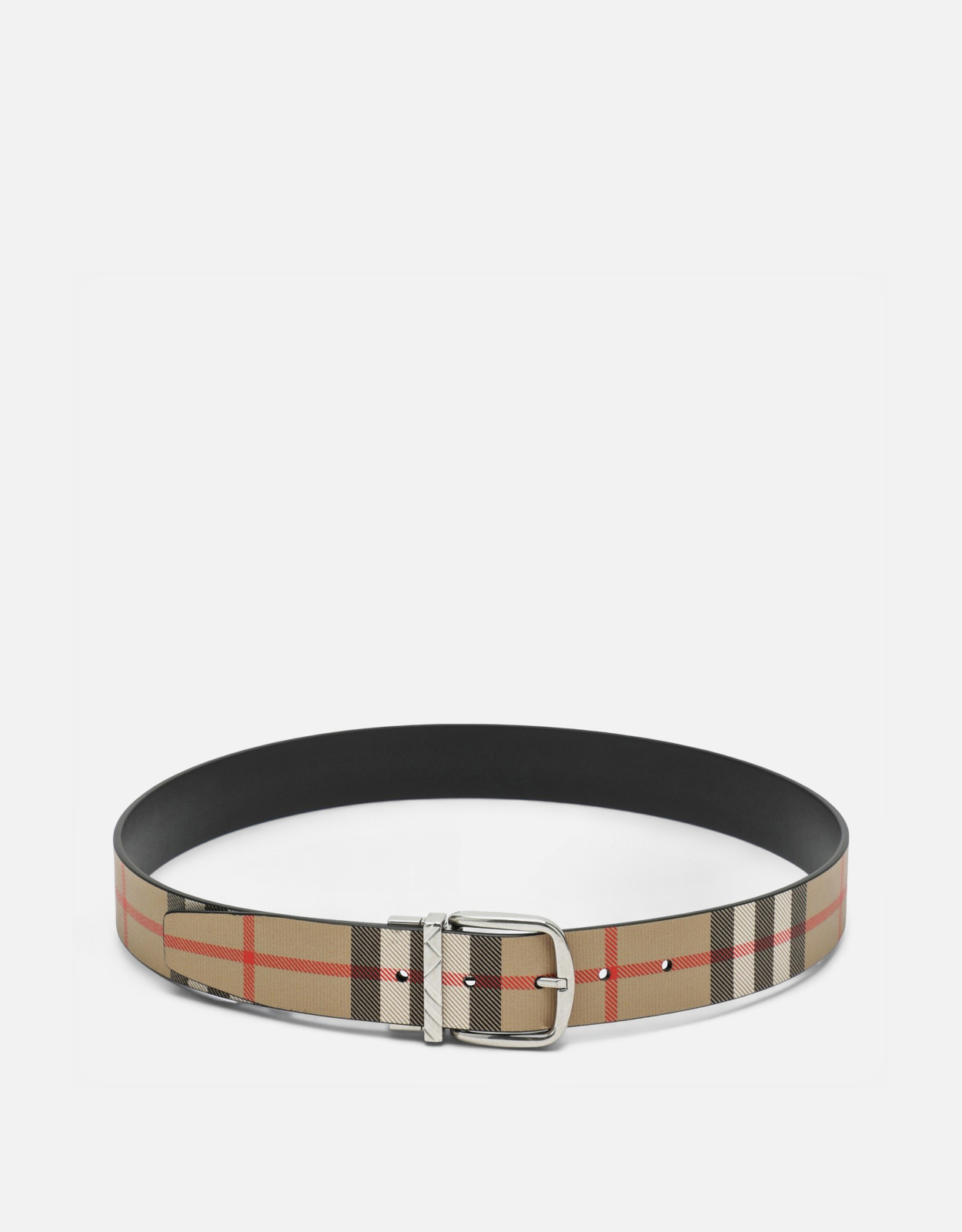 Burberry メンズリバーシブルチェックカーフレザーベルト (ベルト