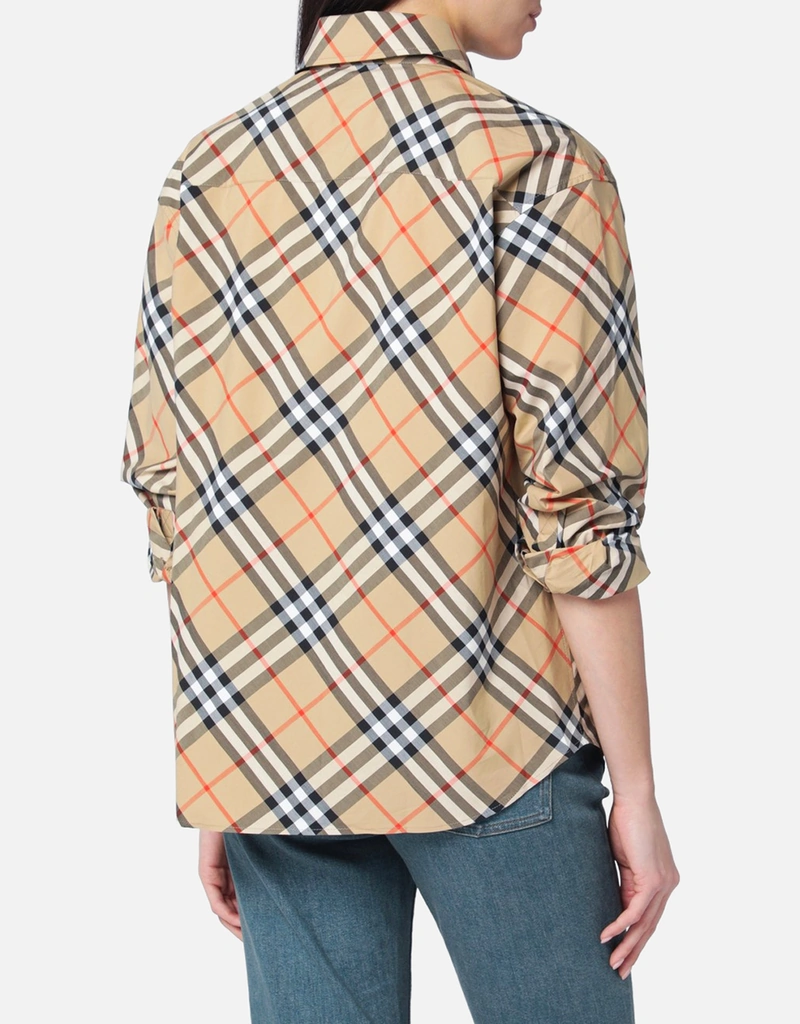 Burberry ベージュチェックパターンシャツ (トップス) IFCHIC.COM