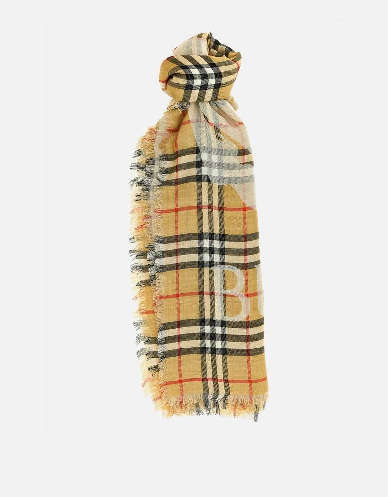 Burberry マルベリーウール シルクブレンド 馬術騎士デザイン スカーフ