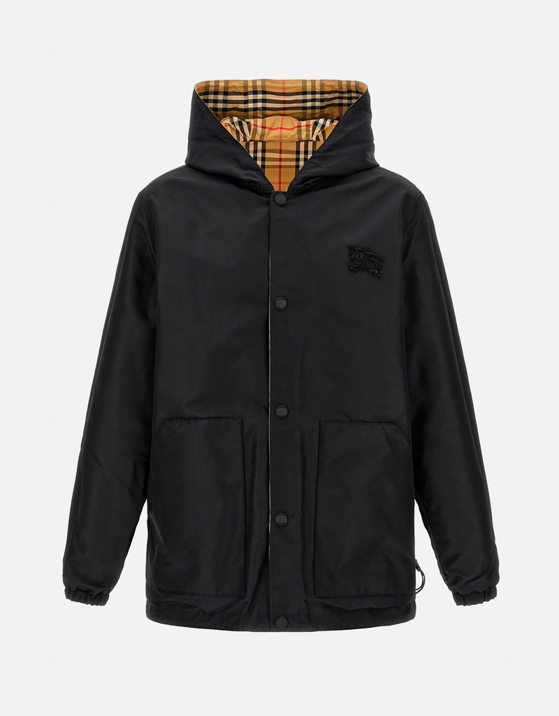 Burberry メンズ Rainford リバーシブル ナイロン チェック フーデッド