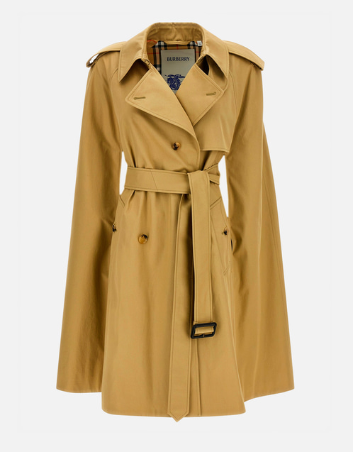 Burberry Bellemont コットン ダブルブレスト チェック ケープ (すべて Burberry Bellemont コットン ダブルブレスト チェック ケープ (すべて