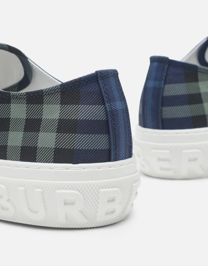 ●Burberry メンズ スニーカー ノバチェック Burberry メンズ ブルーチェック ナイロンスニーカー () IFCHIC.COM