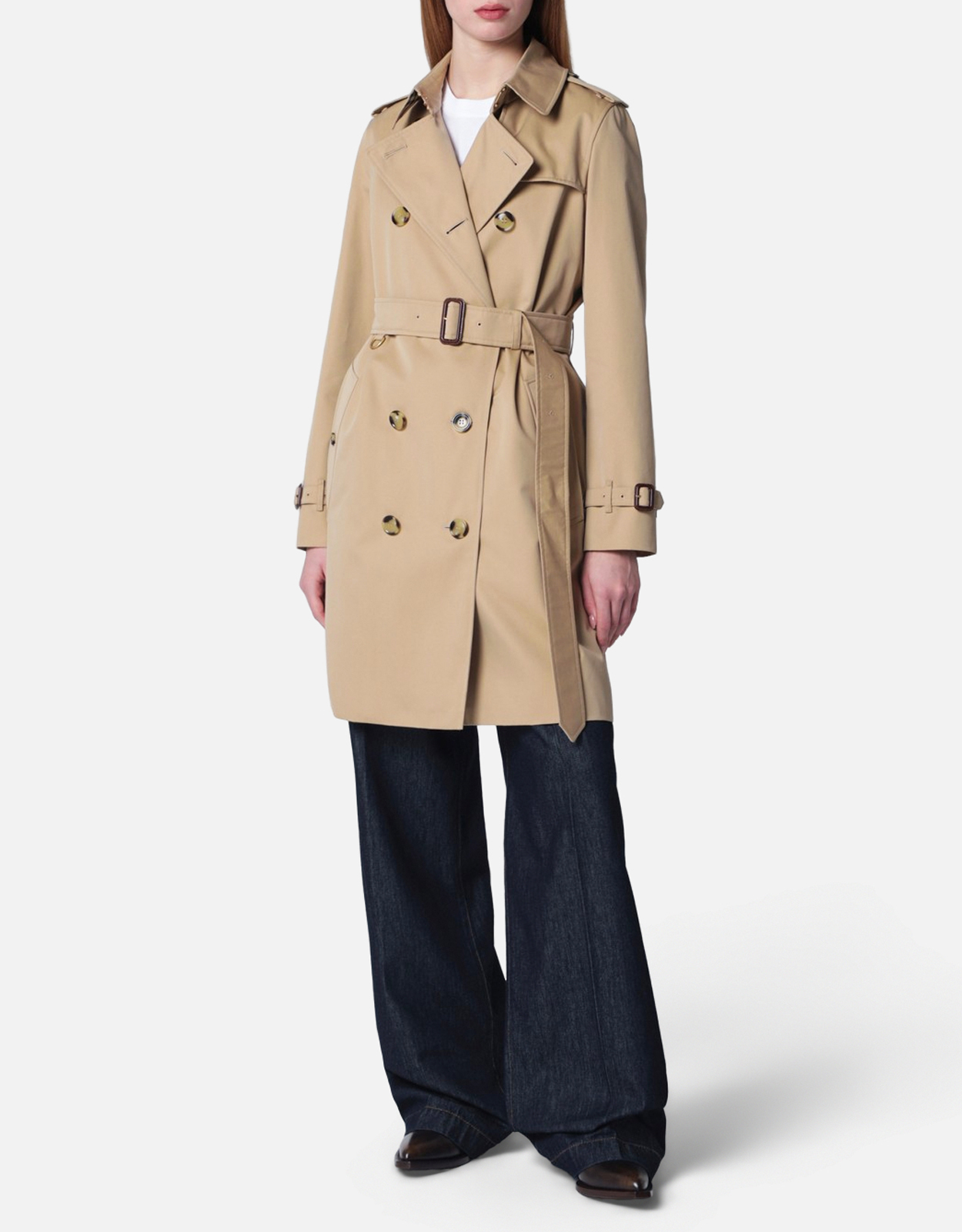 Burberry ベージュダブルブレストコットントレンチコート (すべての 