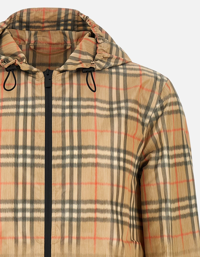 Burberry メンズグラデーションチェック防水フードジャケット (すべて