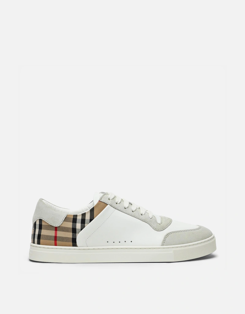 Burberry メンズレザー スエード チェックスニーカー () IFCHIC.COM
