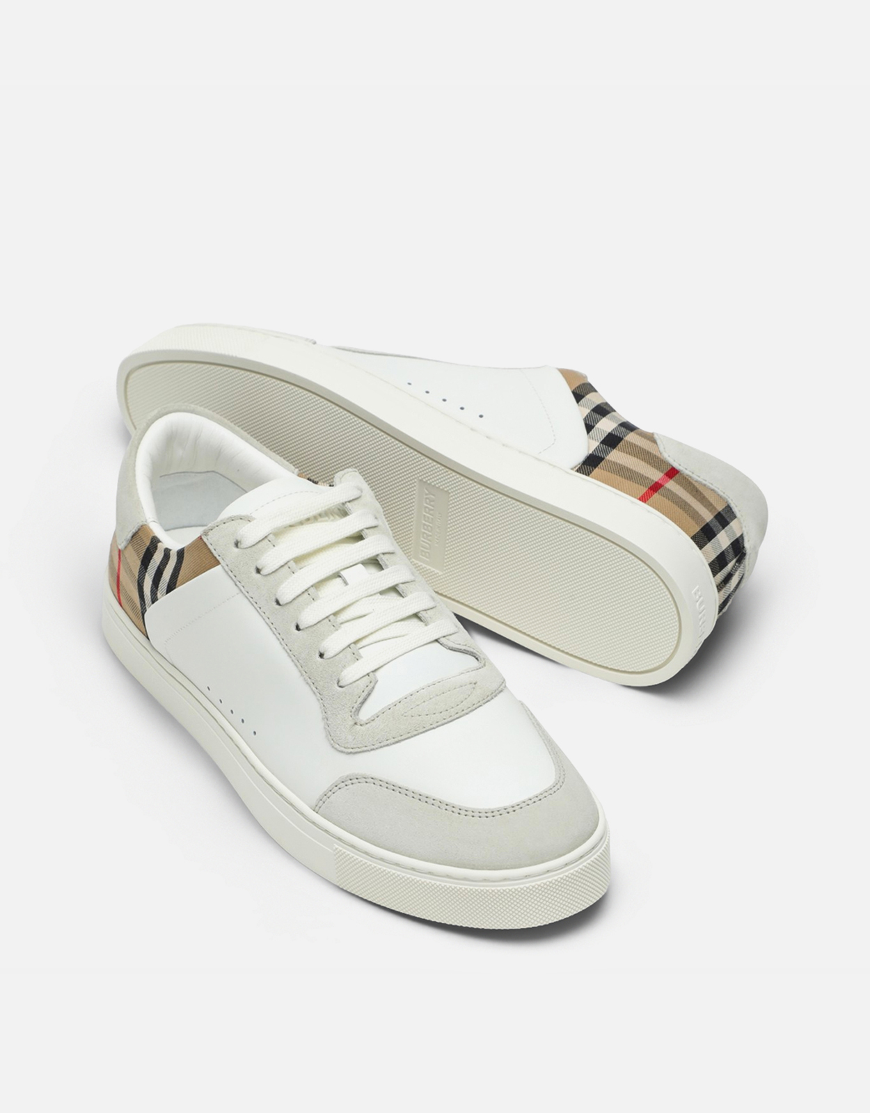 Burberry メンズレザー スエード チェックスニーカー () IFCHIC.COM
