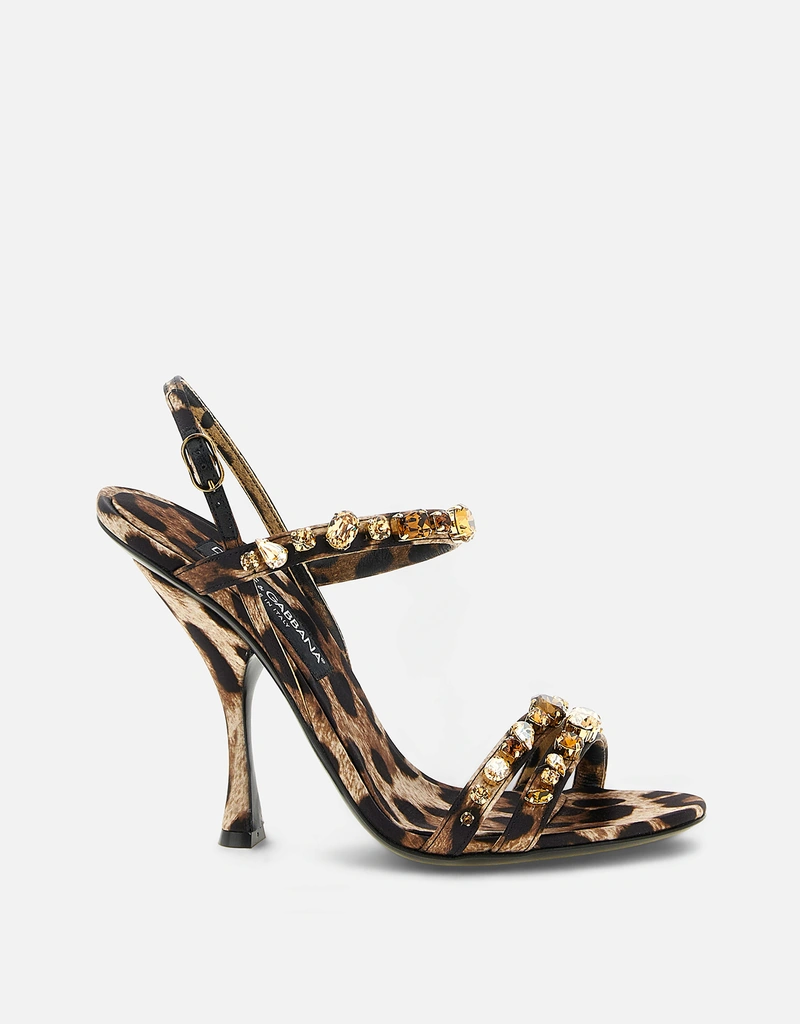 Dolce & Gabbana Keira レオパード柄サテンサンダル () IFCHIC.COM
