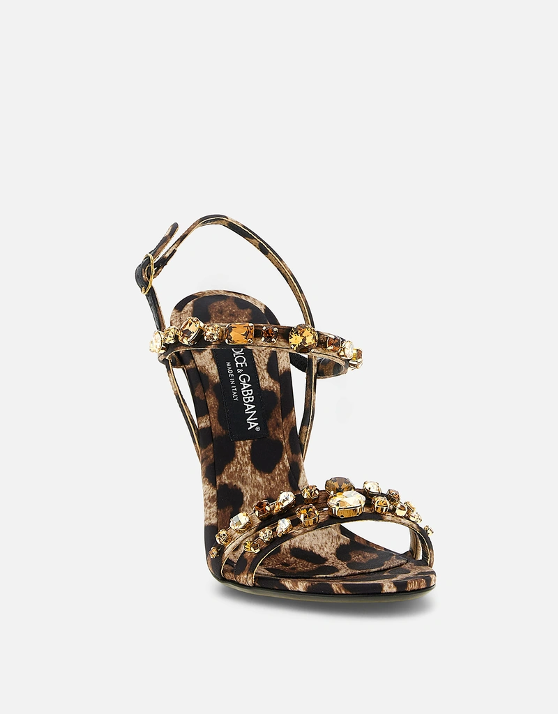 Dolce & Gabbana Keira レオパード柄サテンサンダル () IFCHIC.COM