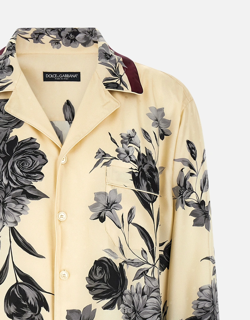 Dolce & Gabbana メンズ ブーケフィオリ シルクツイル オーバーサイズ