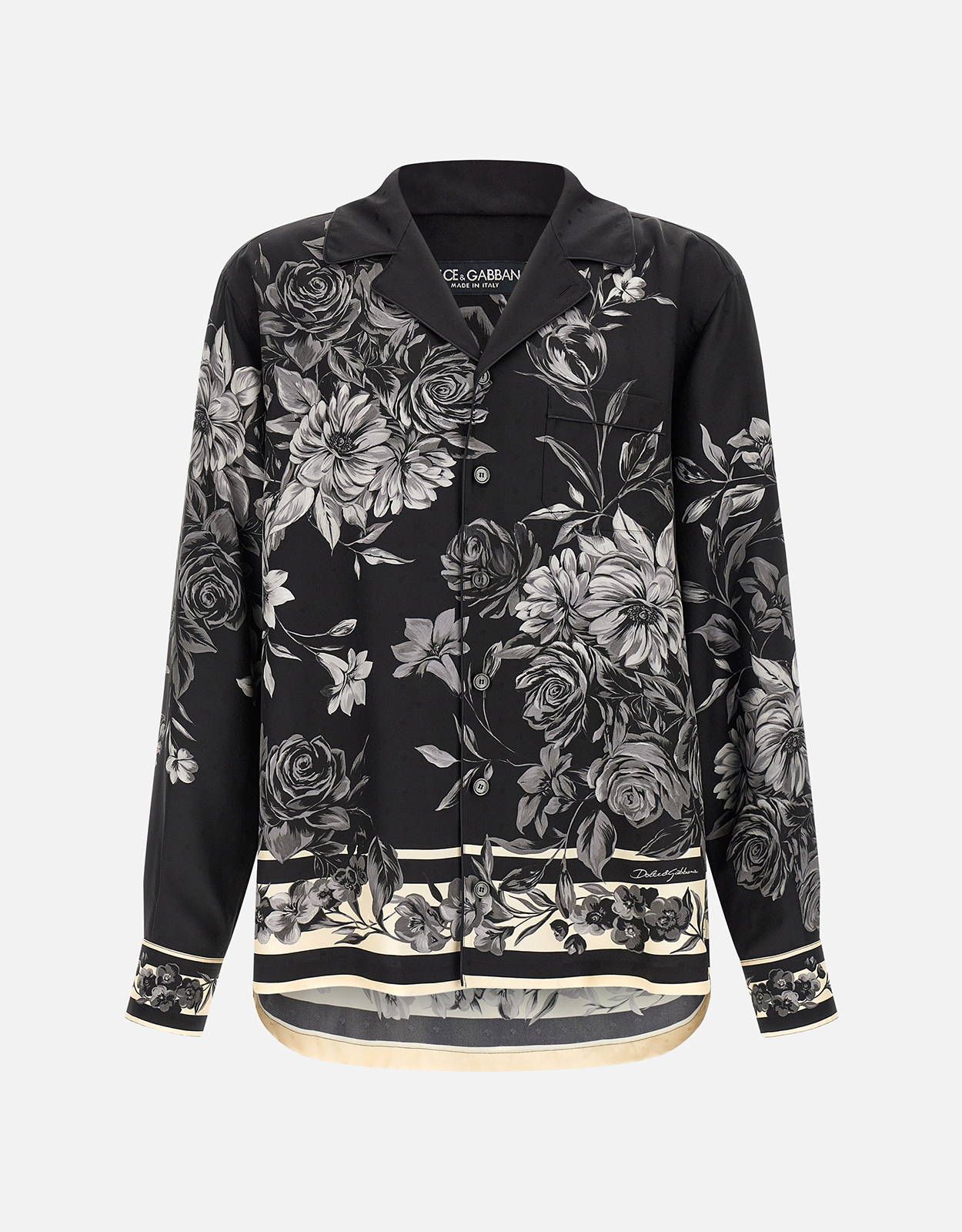 Dolce & Gabbana メンズブーケフラワープリントジャカードシルクツイル