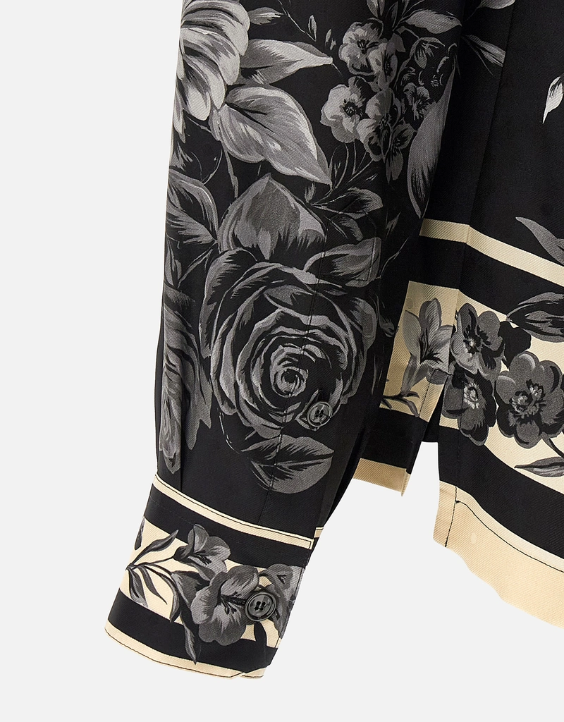 Dolce & Gabbana メンズブーケフラワープリントジャカードシルクツイル
