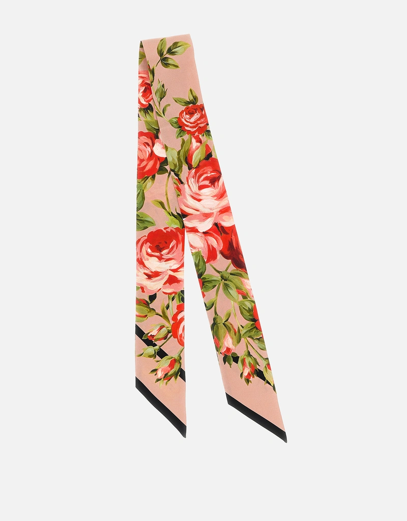Dolce & Gabbana Rose Bouquet-Print Silk Twill Bandeau () IFCHIC.COM