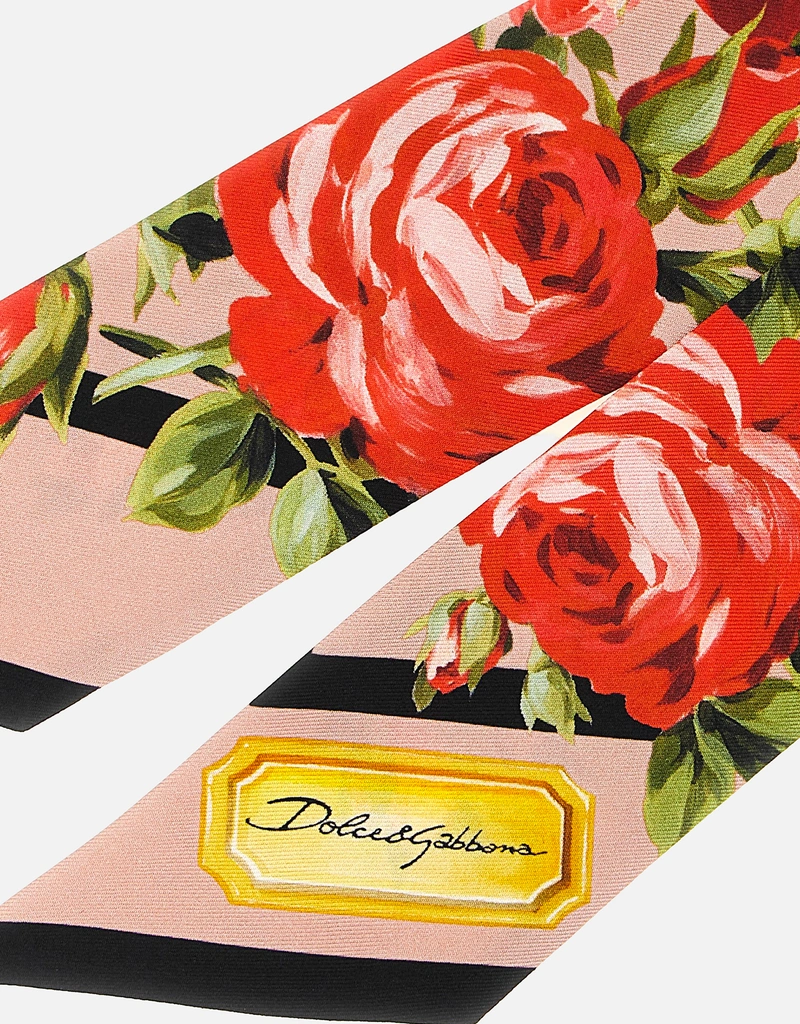 Dolce & Gabbana Rose Bouquet-Print Silk Twill Bandeau () IFCHIC.COM