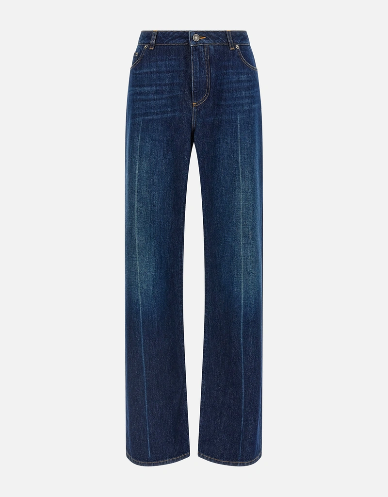 Dolce & Gabbana Stretched Pleated Trompe LOeil Cotton Straight Leg